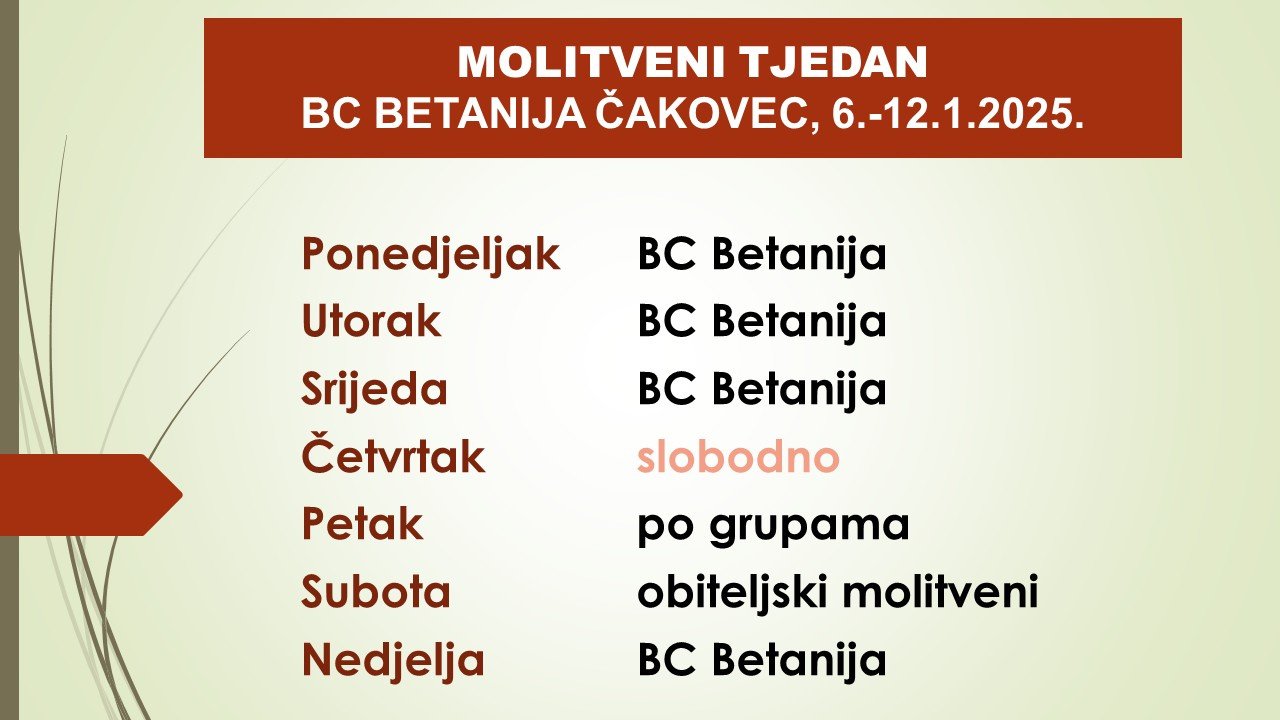 Molitveni tjedan raspored